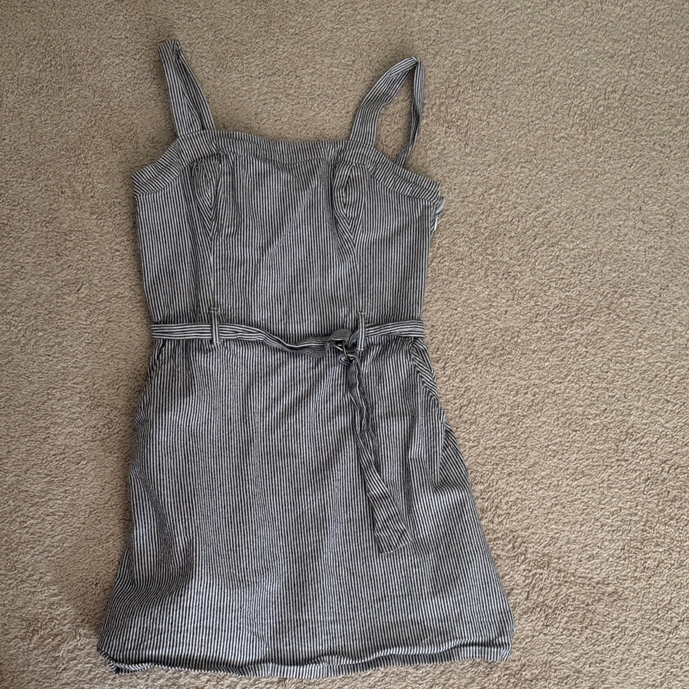 Striped Gray Sleeveless Dress